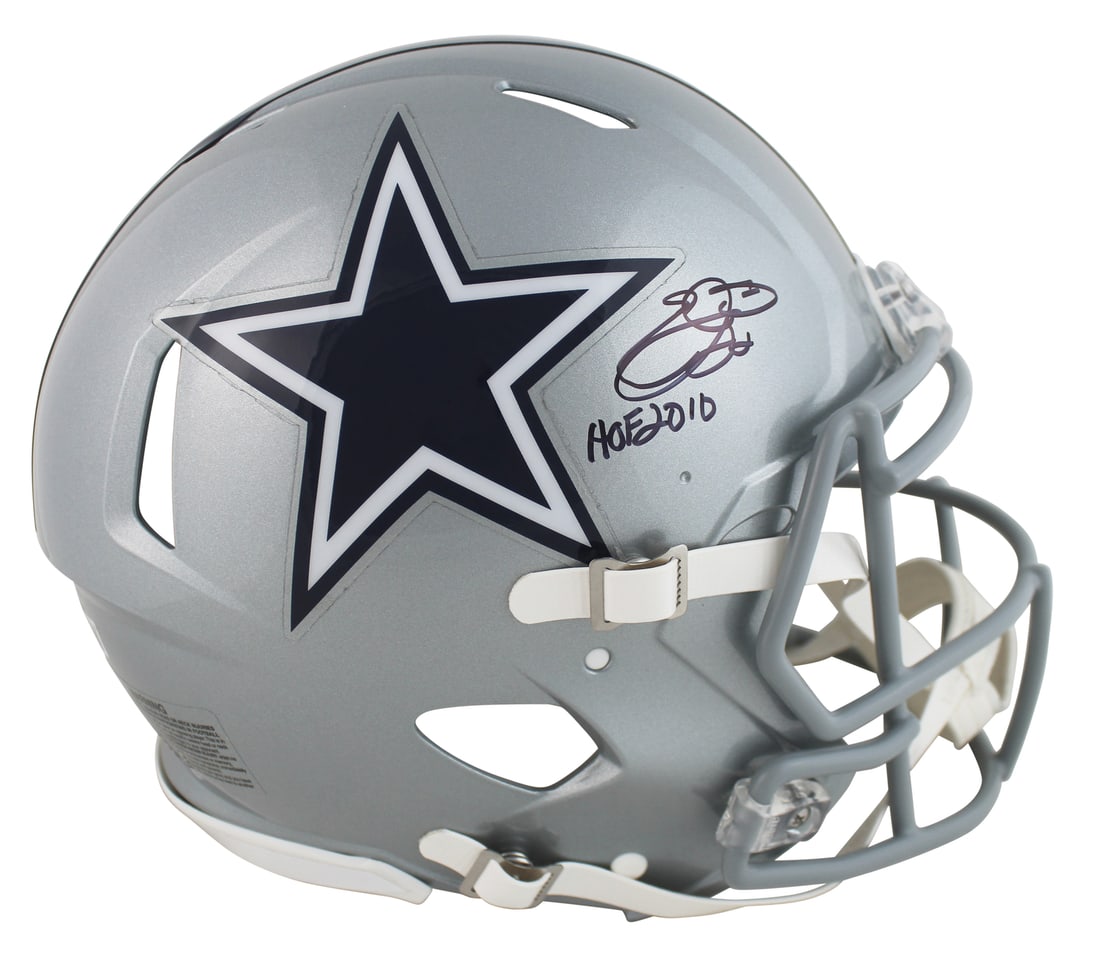 Emmitt Smith Signed Dallas Cowboys Full Size Helmet HOF 2010 BAS Authenticated: Emmitt Smith Signed Dallas Cowboys Full Size Helmet HOF 2010 BAS Authenticated This authentic full-size Speed Proline helmet is a must-have for any Dallas Cowboys fan, featuring the signature of legen