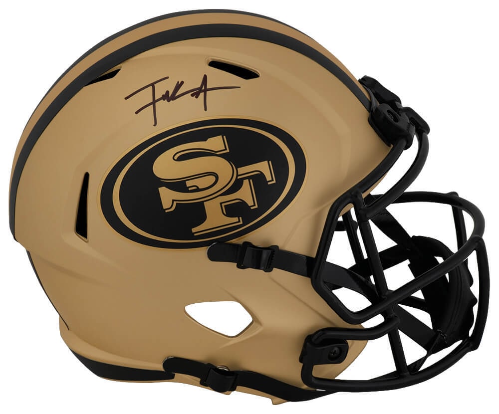 Frank Gore Autographed 49ers RAVE Riddell Full Size Helmet with COA: Frank Gore Autographed 49ers RAVE Riddell Full Size Helmet with COA This is a full-size speed replica helmet of Frank Gore, featuring his authentic signature. Representing the San Francisco 49ers, thi