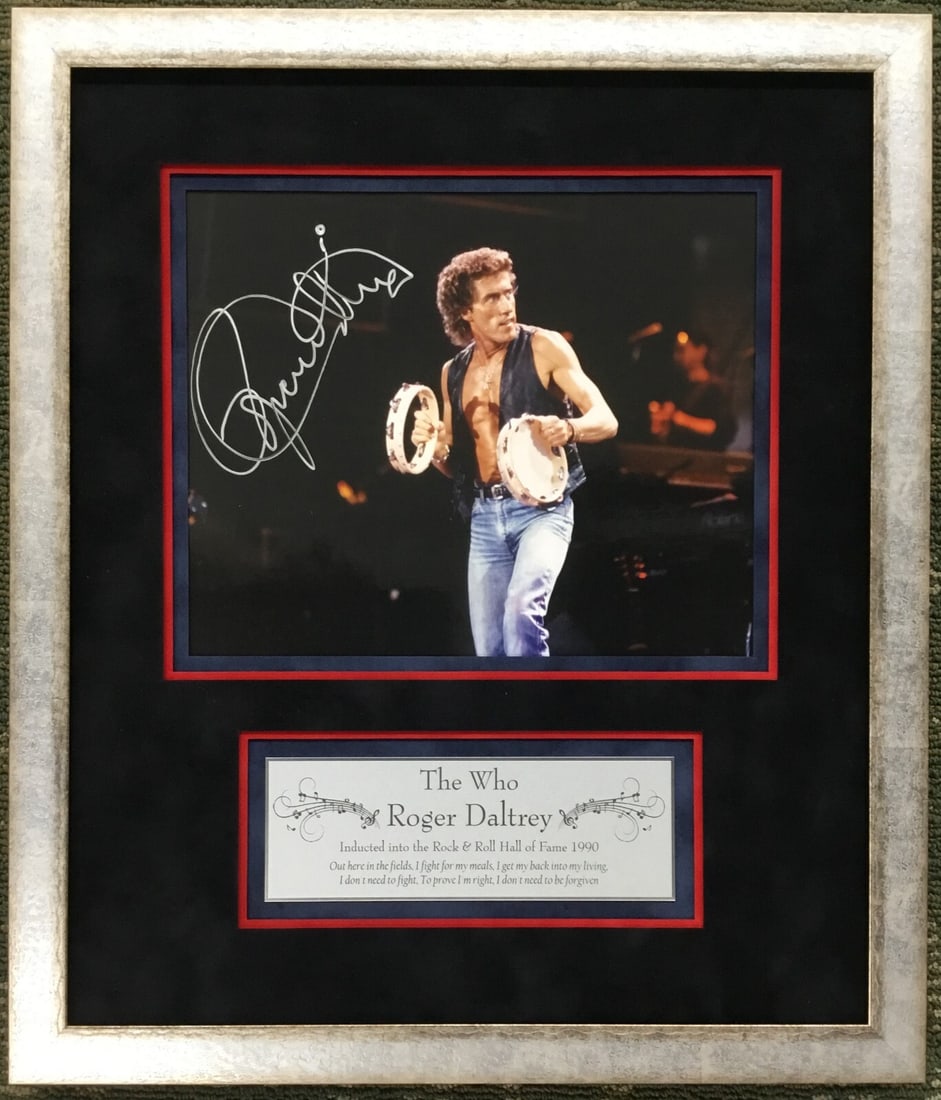 Roger Daultrey Signed 8x10 Framed Display JSA Authenticated: Roger Daultrey Signed 8x10 Framed Display JSA Authenticated This professionally framed display features an 8x10 photograph signed by Roger Daultrey, the legendary frontman of the iconic rock band The
