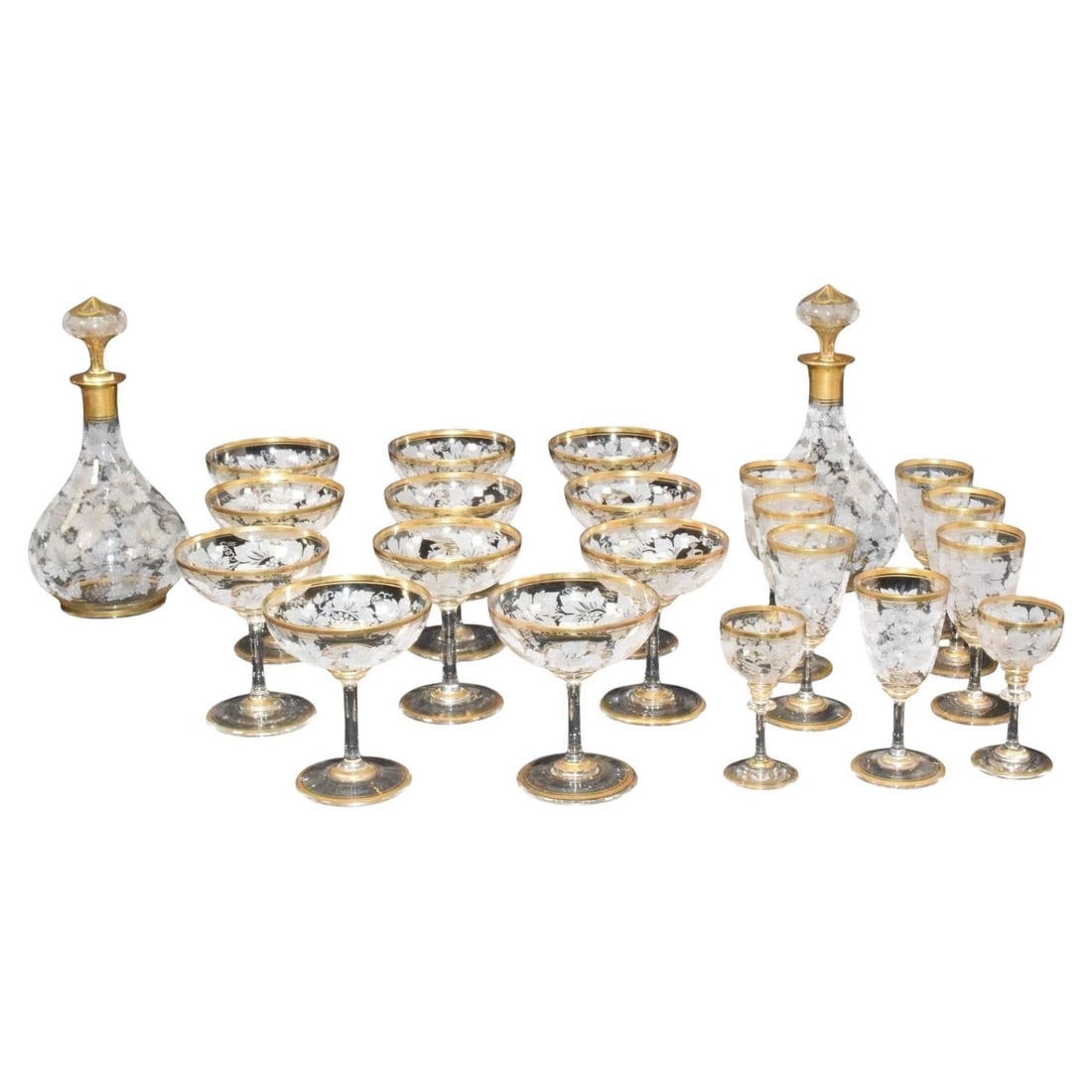 Set of 22 Late Victorian Gilt Glassware with Coraline Decoration c1900 (1 of 10)