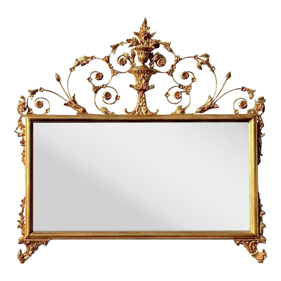 Hollywood Regency Gilt Vine Motif Monumental Horizontal Mirror 54.5x54.5" (1 of 4)