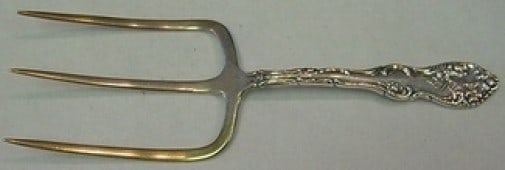Towle Old English Sterling Silver 7 Inch Toast Fork Gold Washed: Towle Old English Sterling Silver 7 Inch Toast Fork Gold Washed Discover the elegance of this 7" Old English toast fork by Towle, crafted from high-quality sterling silver with a beautiful gold wash