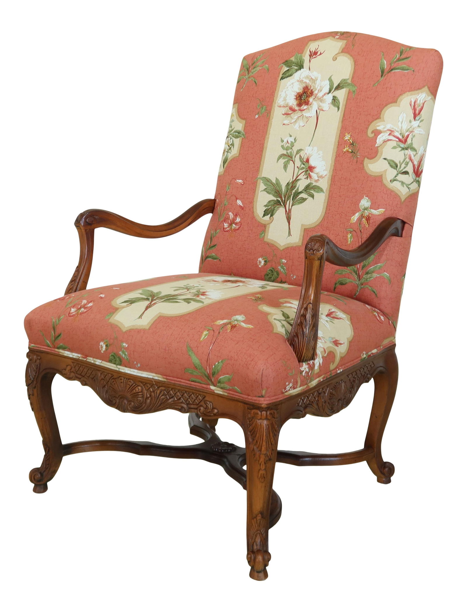 Elegant French Louis XV Style Carved Open Arm Chair (1 of 10)
