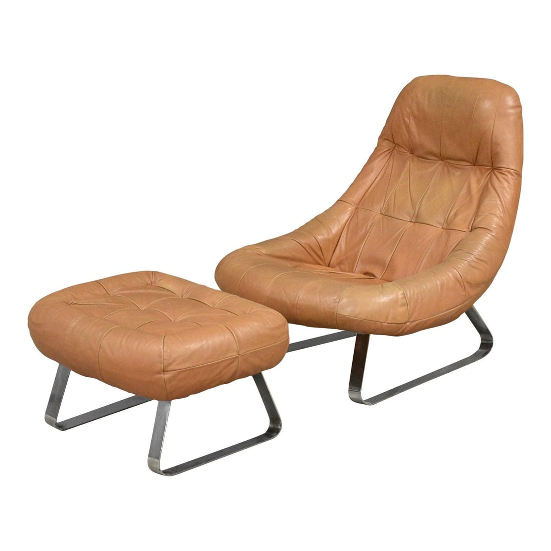 1970s Percival Lafer Earth Lounge Chair and Ottoman Leather Chrome (1 of 8)