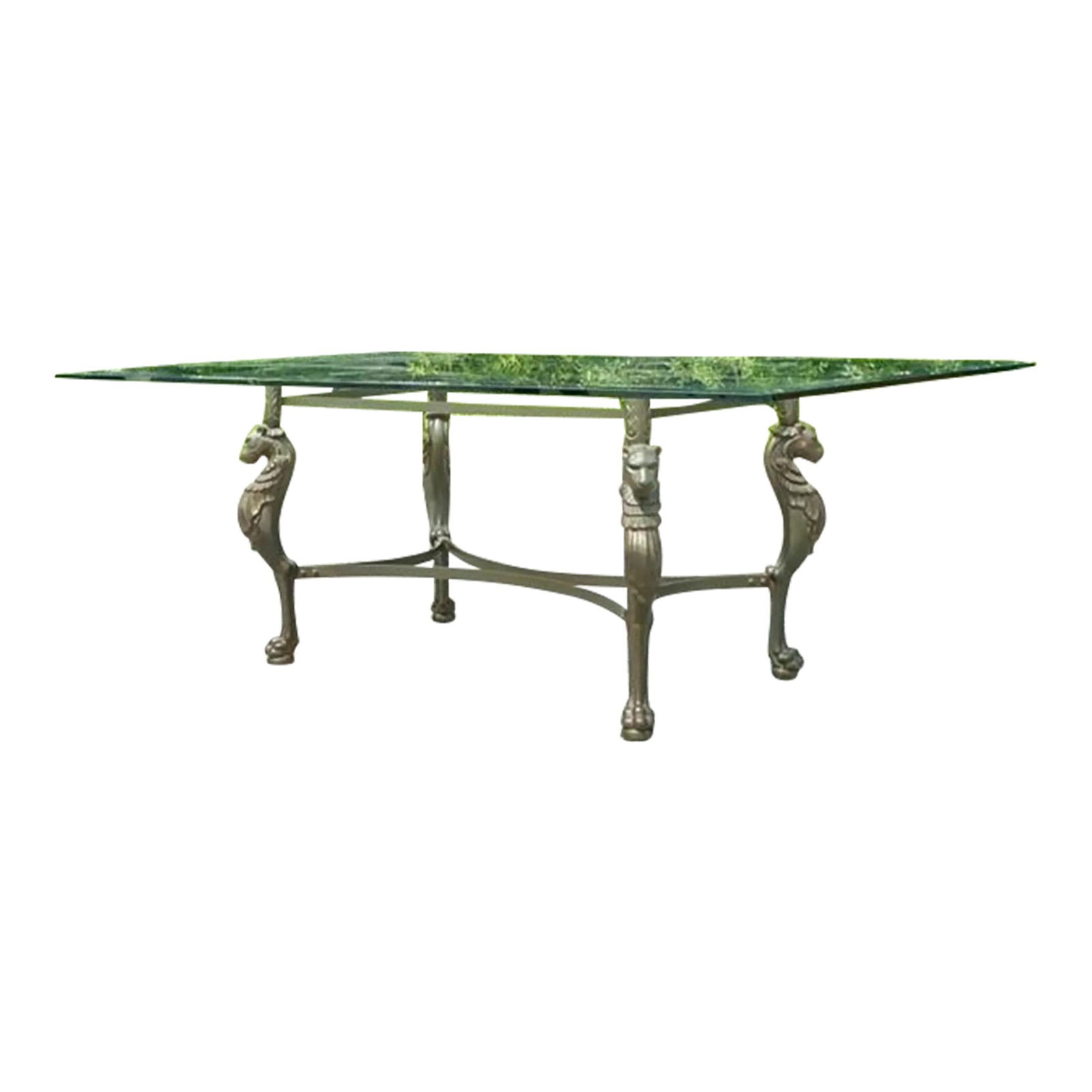 Grand Vintage Regency Patinated Cast Steel Griffin Dining Table (1 of 6)