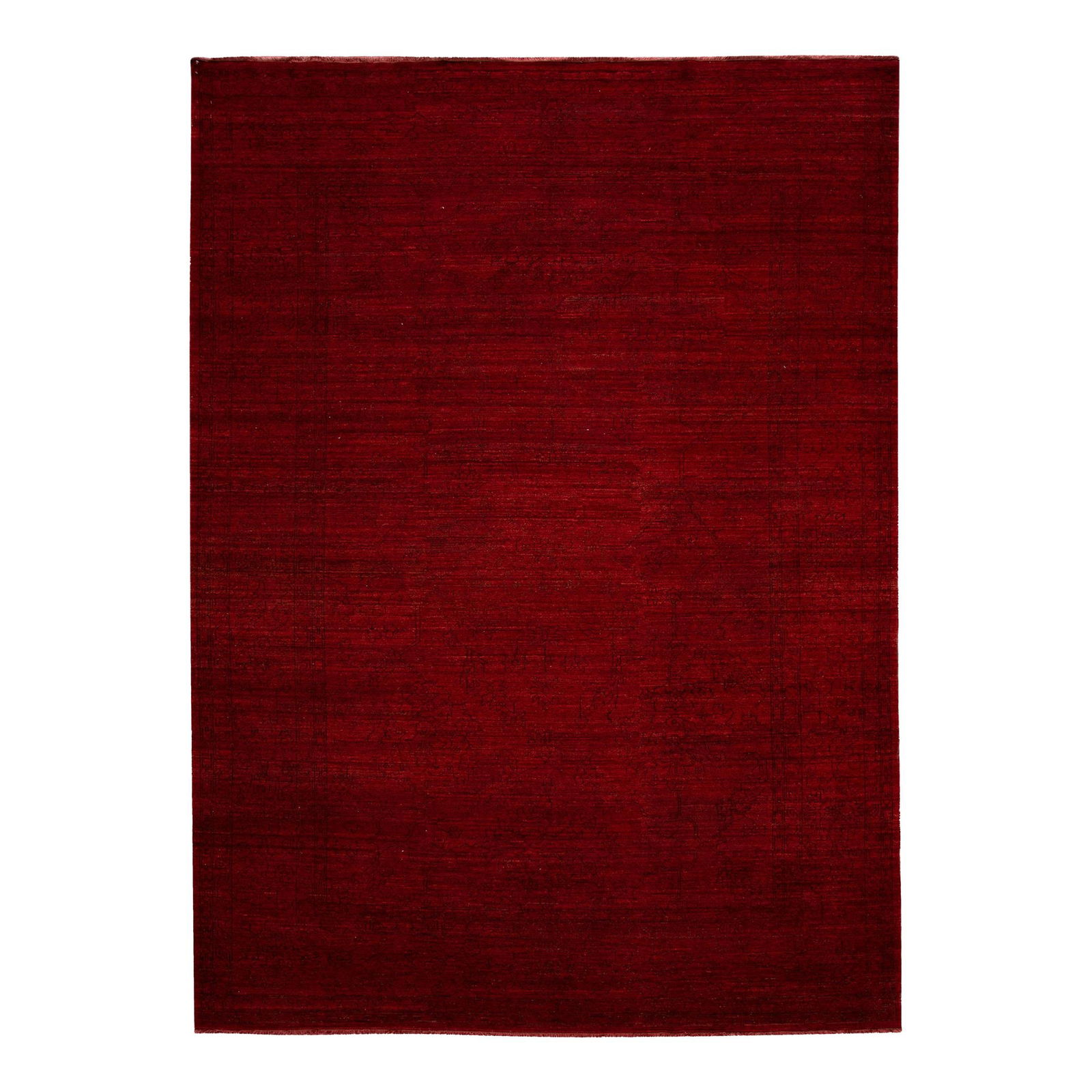 Vibrant Red Geometric Wool Rug 9' x 11'9 Handmade Indian Design (1 of 10)