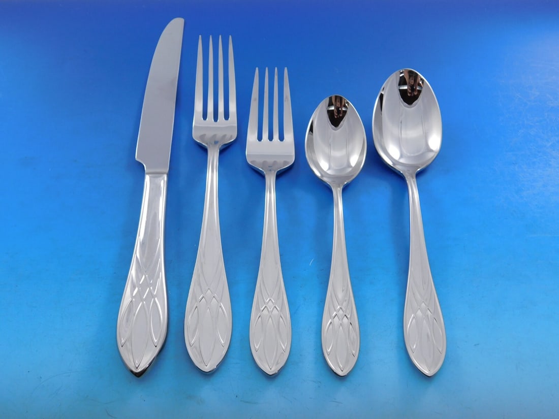 Lismore Waterford Stainless Steel Flatware Set 35 Pieces for 6 with Storage Caddy: Lismore Waterford Stainless Steel Flatware Set 35 Pieces for 6 with Storage Caddy Enhance your dining experience with the exquisite Lismore by Waterford Stainless Steel Flatware Set, designed for eleg