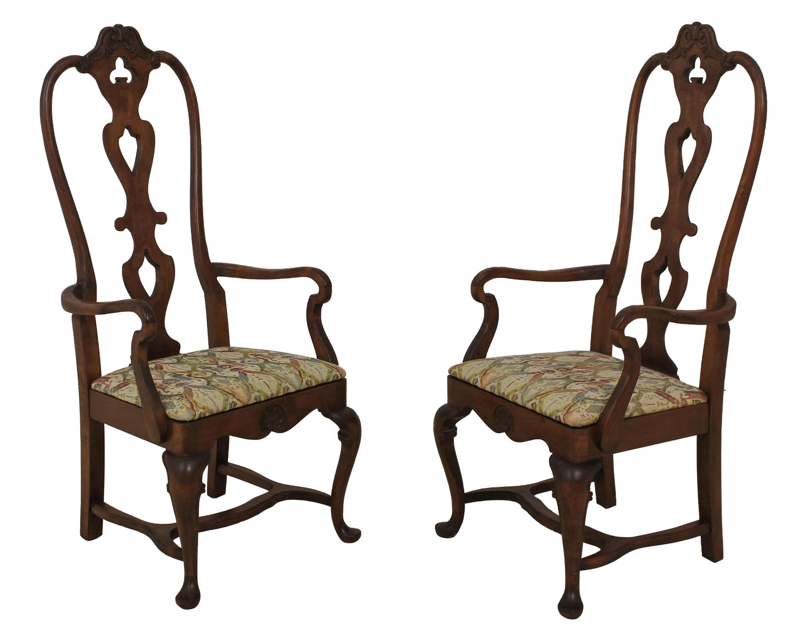 Vintage Italian Style High Back Armchairs C.1930s Pair (1 of 10)