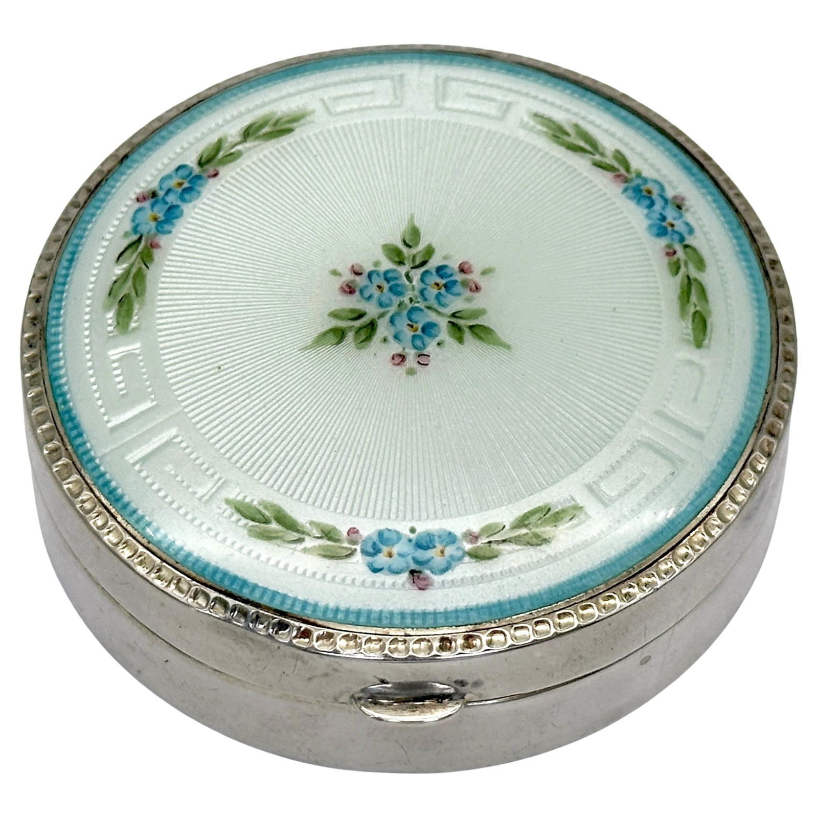Art Deco Sterling Silver Guilloche Enamel Vanity Box by Blackington Mirrored Lid 1925 (1 of 11)