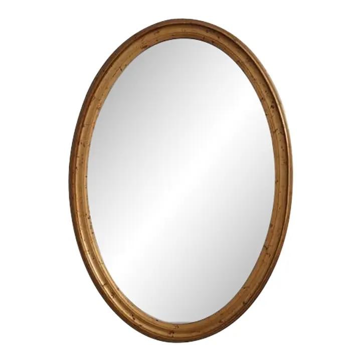 Labarge Gold Leaf Oval Wall Mirror Mid Century Modern 27x39 (1 of 7)