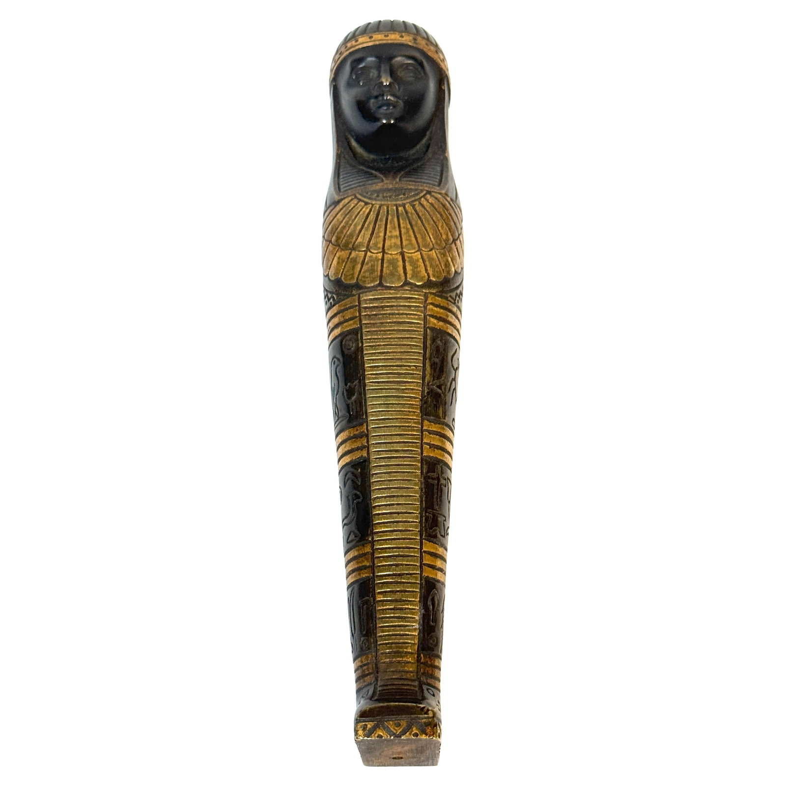 19th Century French Empire Gilt Bronze Egyptian Revival Sarcophagus Mount: 19th Century French Empire Gilt Bronze Egyptian Revival Sarcophagus Mount This exquisite 19th Century French Empire or Napoleon III patinated and gilt bronze sarcophagus mount showcases the elegance o