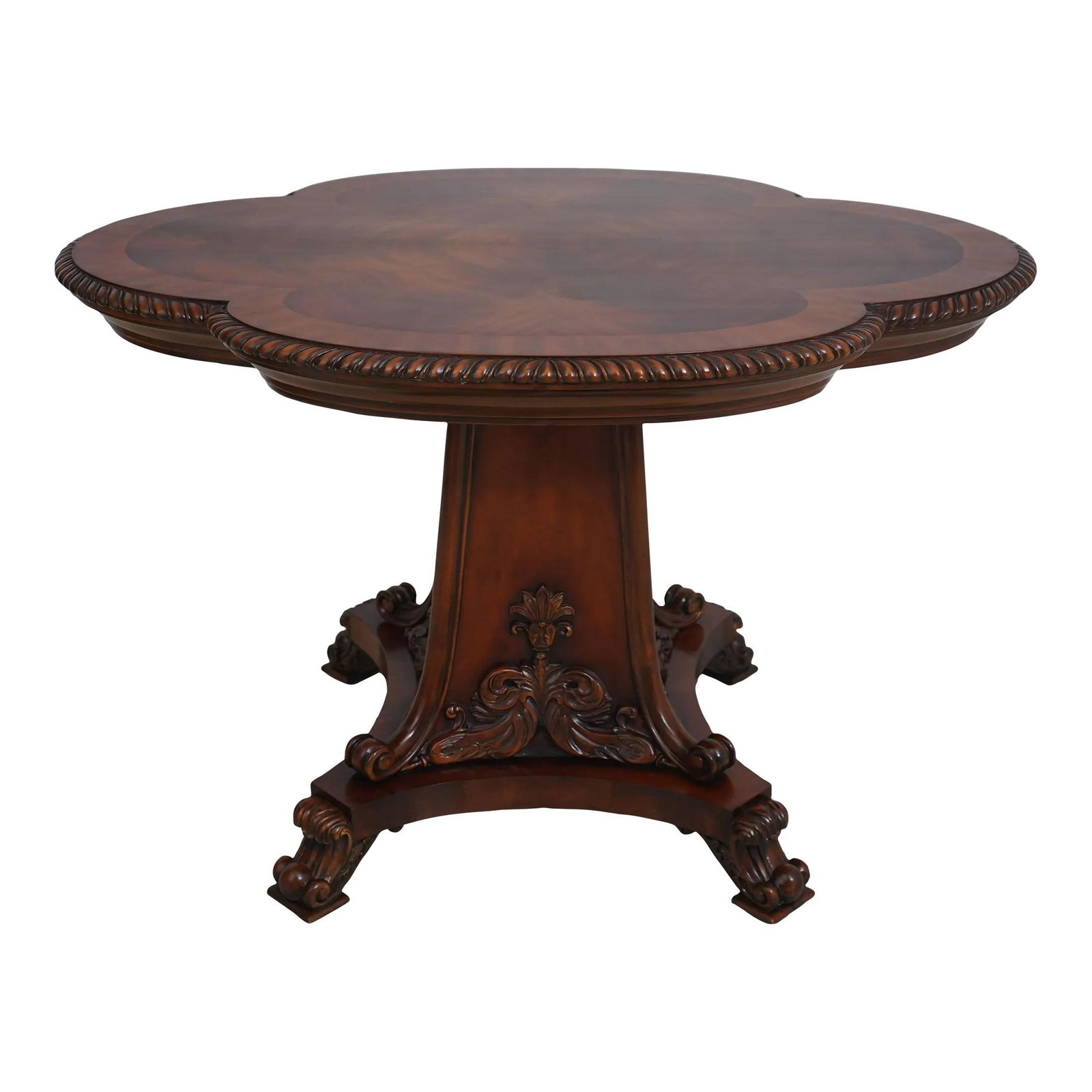 Maitland Smith Figural Mahogany Center Table with Carved Scalloped Edge (1 of 10)