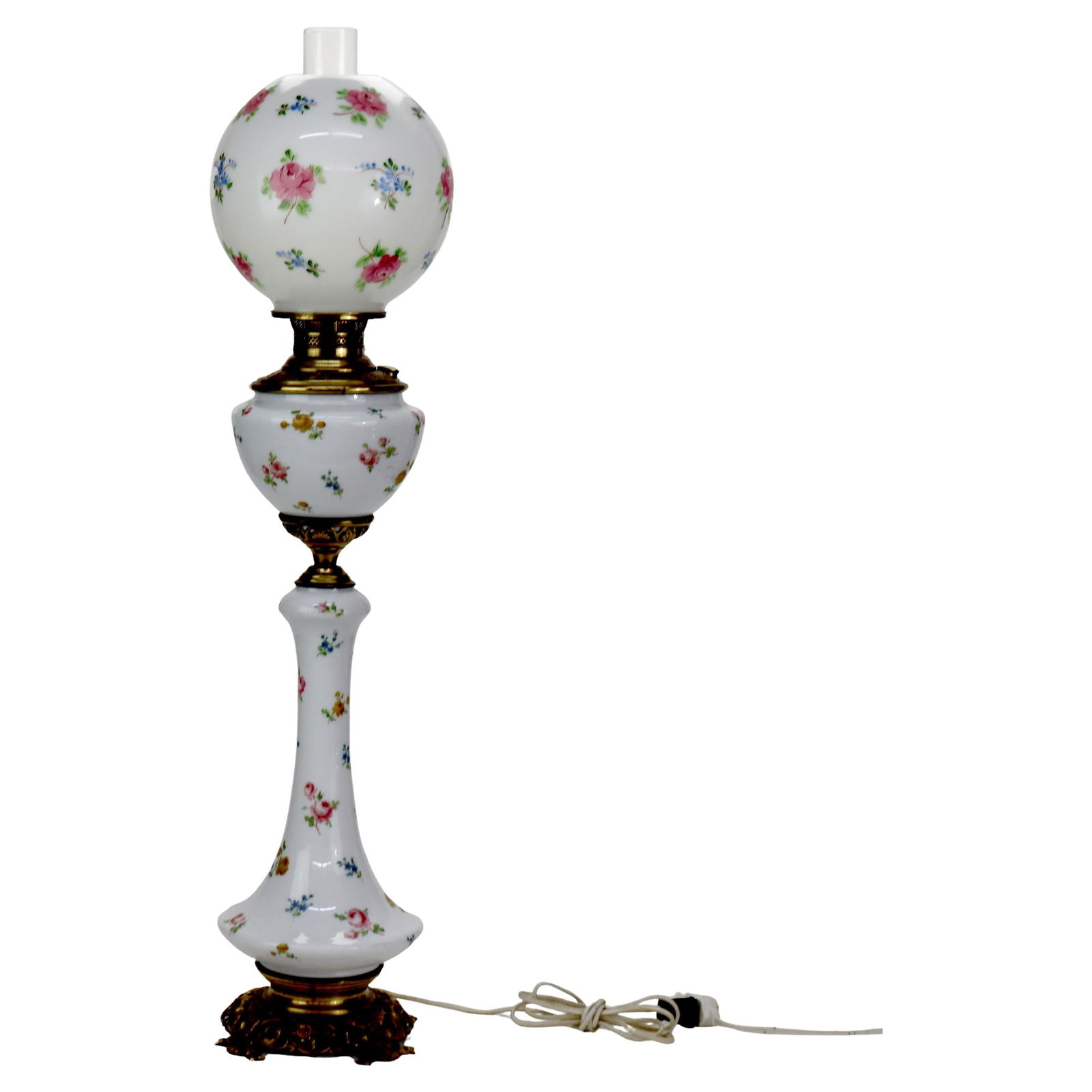 Victorian Gone with the Wind Electrified Table Lamp C1900 Floral Design (1 of 10)