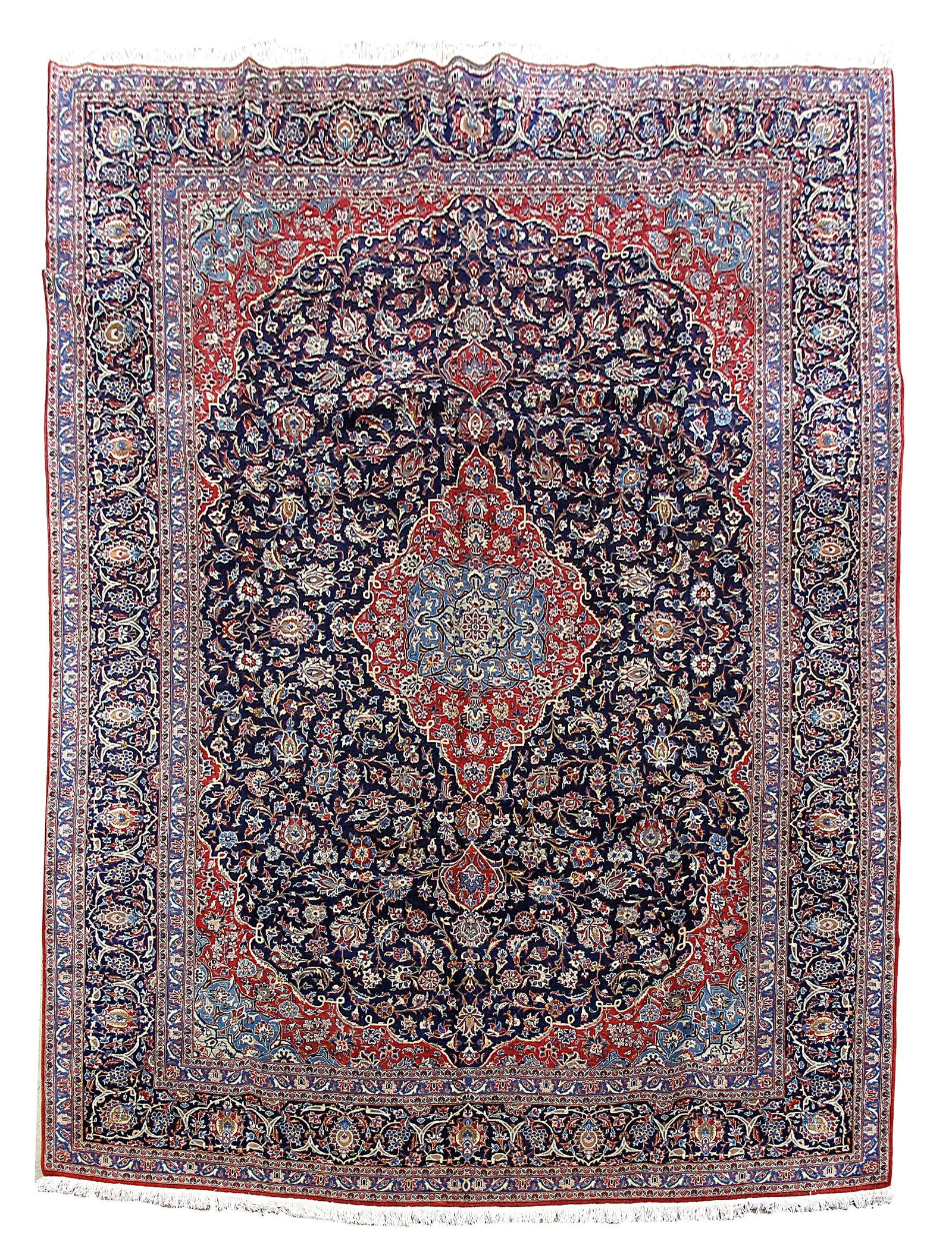 10' x 12'8'' Handmade Multi-Color Persian Kashan Rug: 10' x 12'8'' Handmade Multi-Color Persian Kashan Rug Free continental US Shipping Elevate your space with this exquisite 10' x 12' 8" Multi-Color Persian Kashan Rug, handcrafted by skilled Persian art