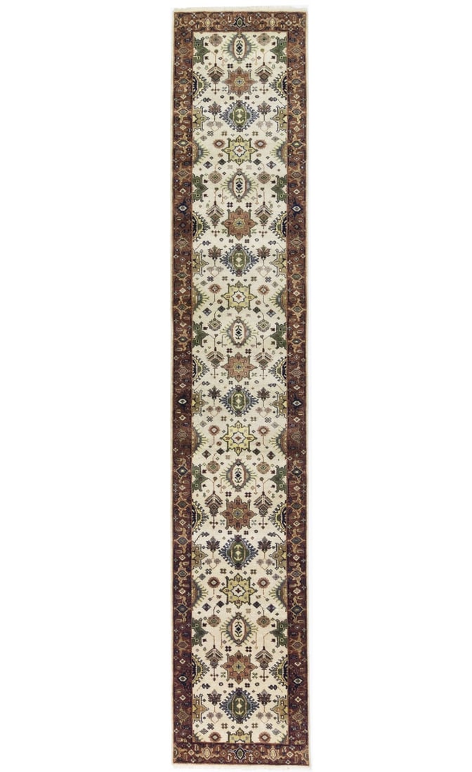 Hand-Knotted Wool Modern Geometric Runner Rug 2'6 x 13'10 Made in India (1 of 18)