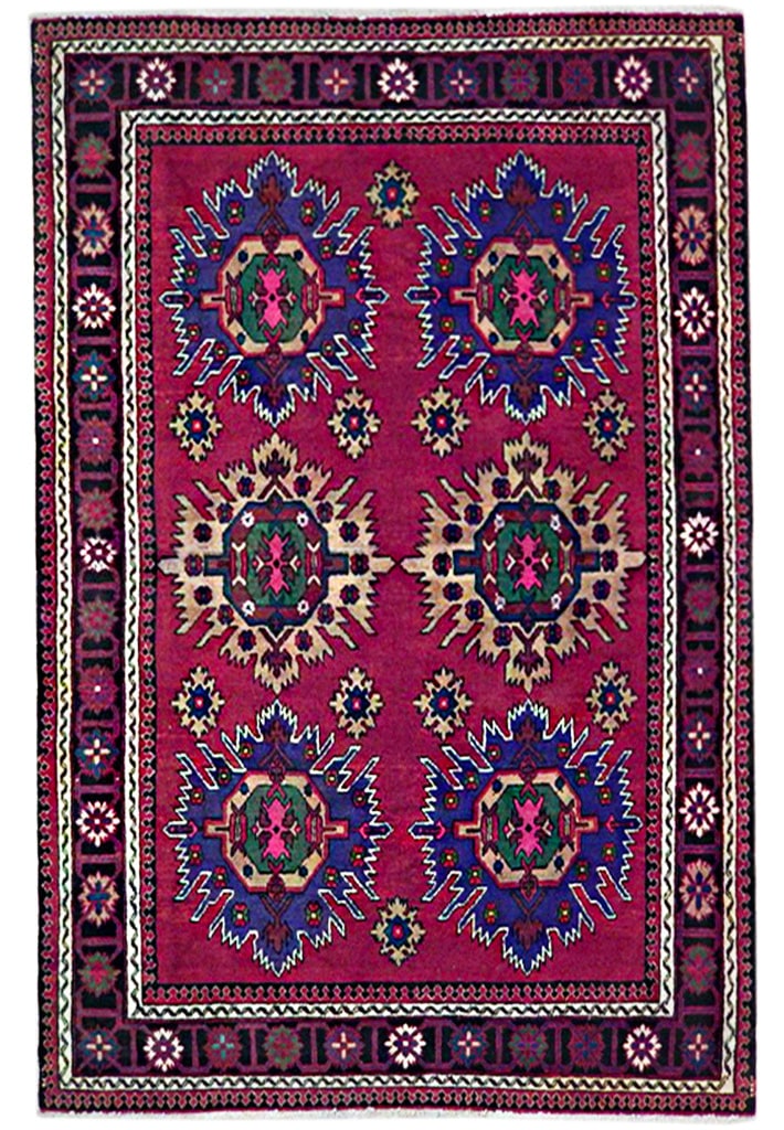 Handcrafted 5.7 x 7.5 Red Persian Hamadan Rug 100% Wool (1 of 6)