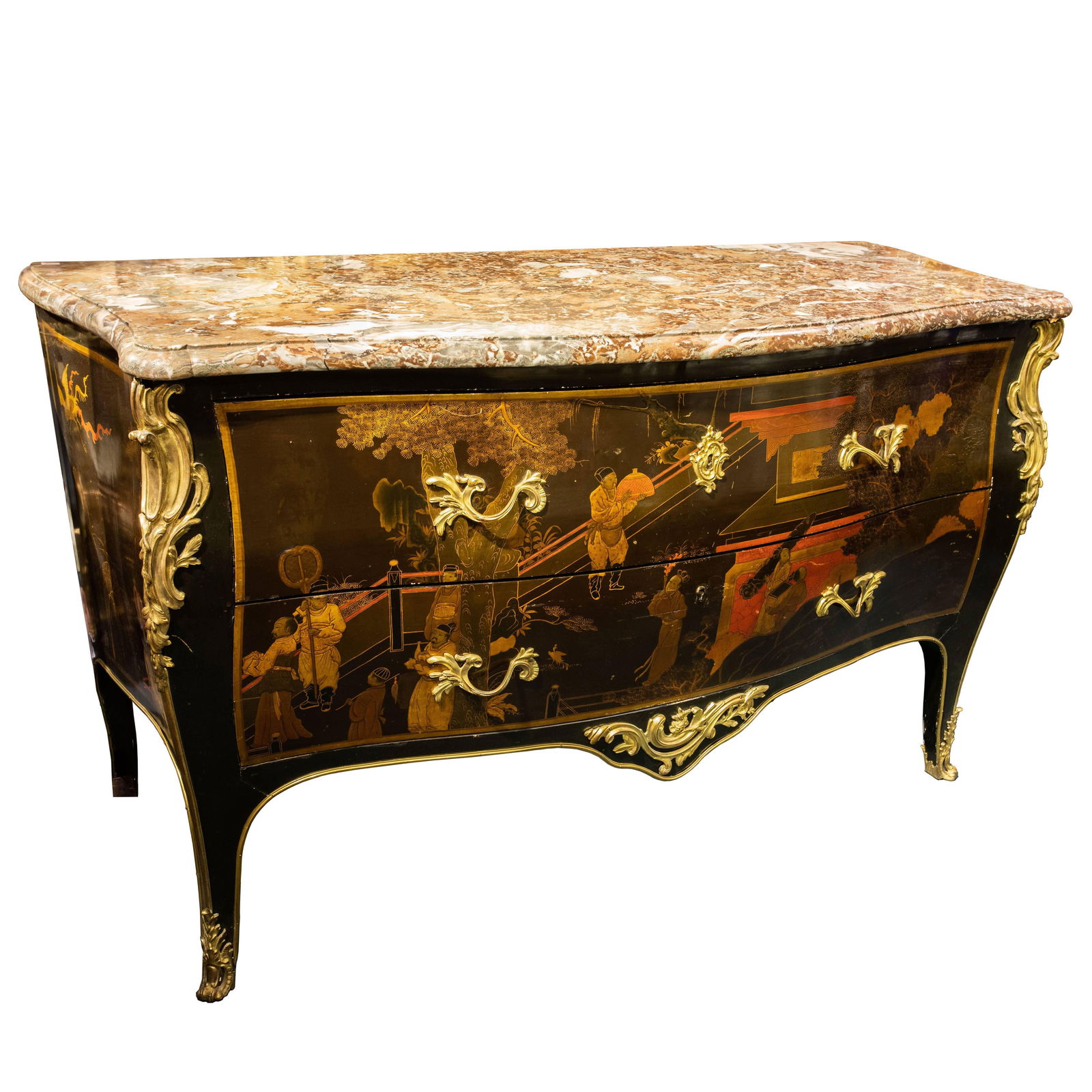 French Chinoiserie Louis XV Commode with Marble Top by Jeanselme (1 of 10)