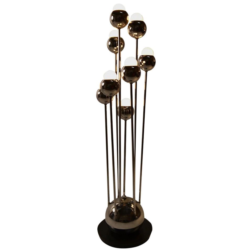 Post Modern Art Deco 8 Light Chrome Ball Table Lamp: Post Modern Art Deco 8 Light Chrome Ball Table Lamp Illuminate your space with this stunning Post Modern Art Deco Revival 8 Light Chrome Ball Table Lamp. Featuring a sleek design with bright chrome ar
