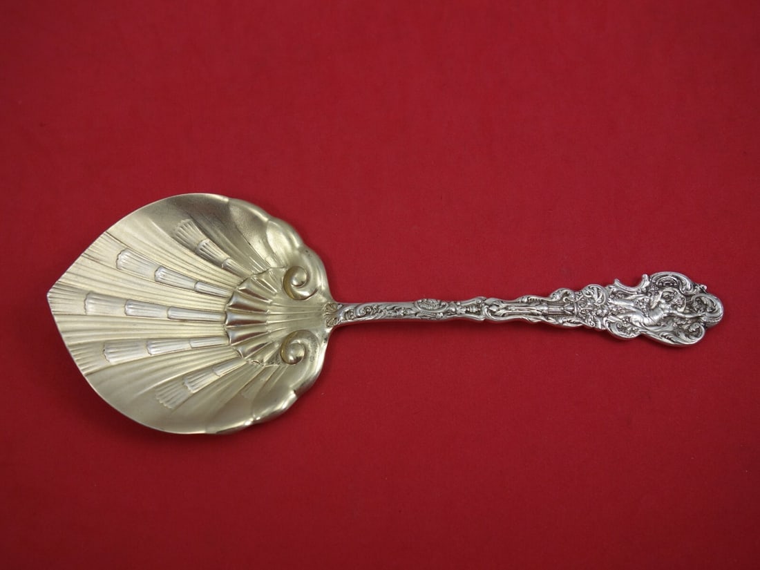 Gorham Versailles Sterling Silver Waffle Server 7 7/8 Inch with Gold Wash (1 of 2)