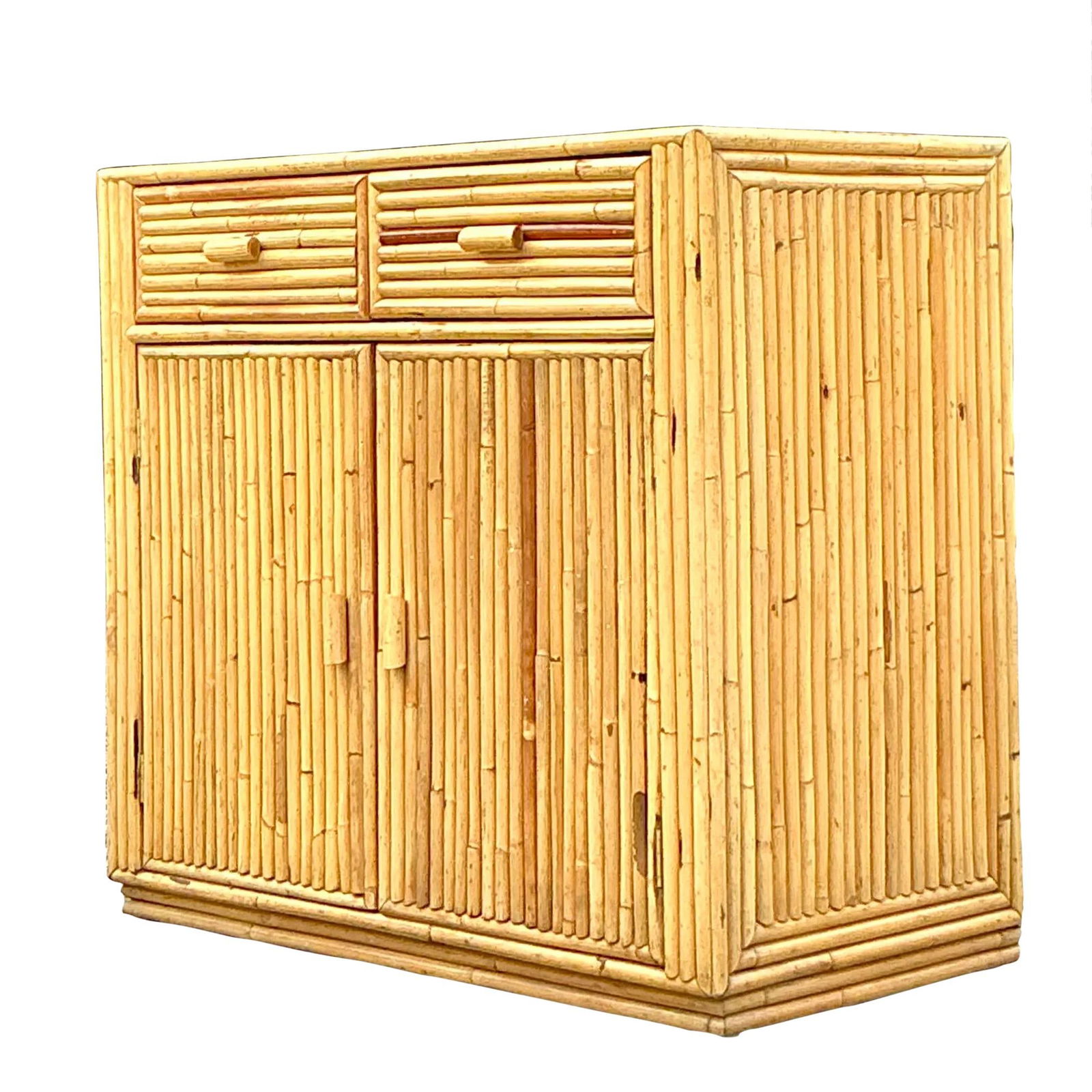 Vintage Coastal Rattan Cabinet Natural Woven Storage Chocolate (1 of 6)