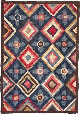 Traditional Hooked Rug 2x8 Multi-Color Camp Galore American Style (1 of 1)