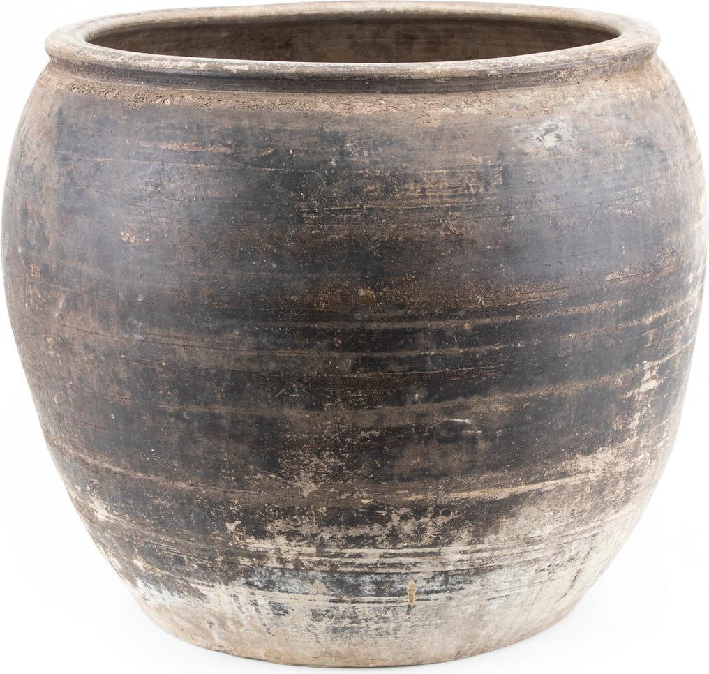 Handcrafted Rustic Black Pottery Water Jar 18 Inch Decor (1 of 5)