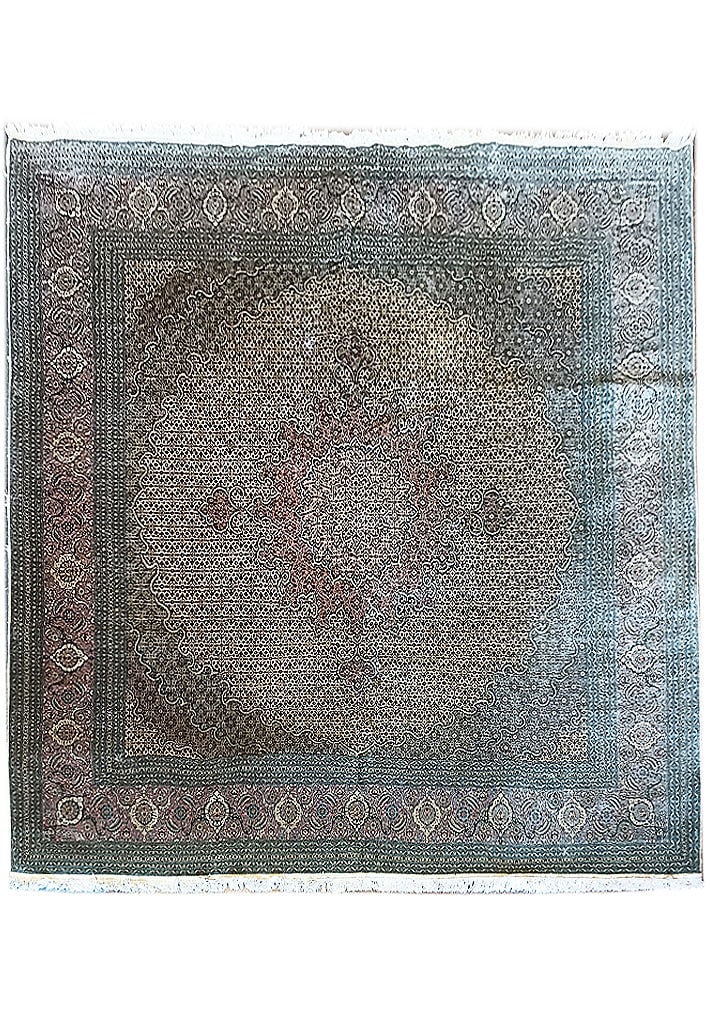 10' Square Hand-Knotted Wool Silk Persian Mahi Tabriz Rug (1 of 9)