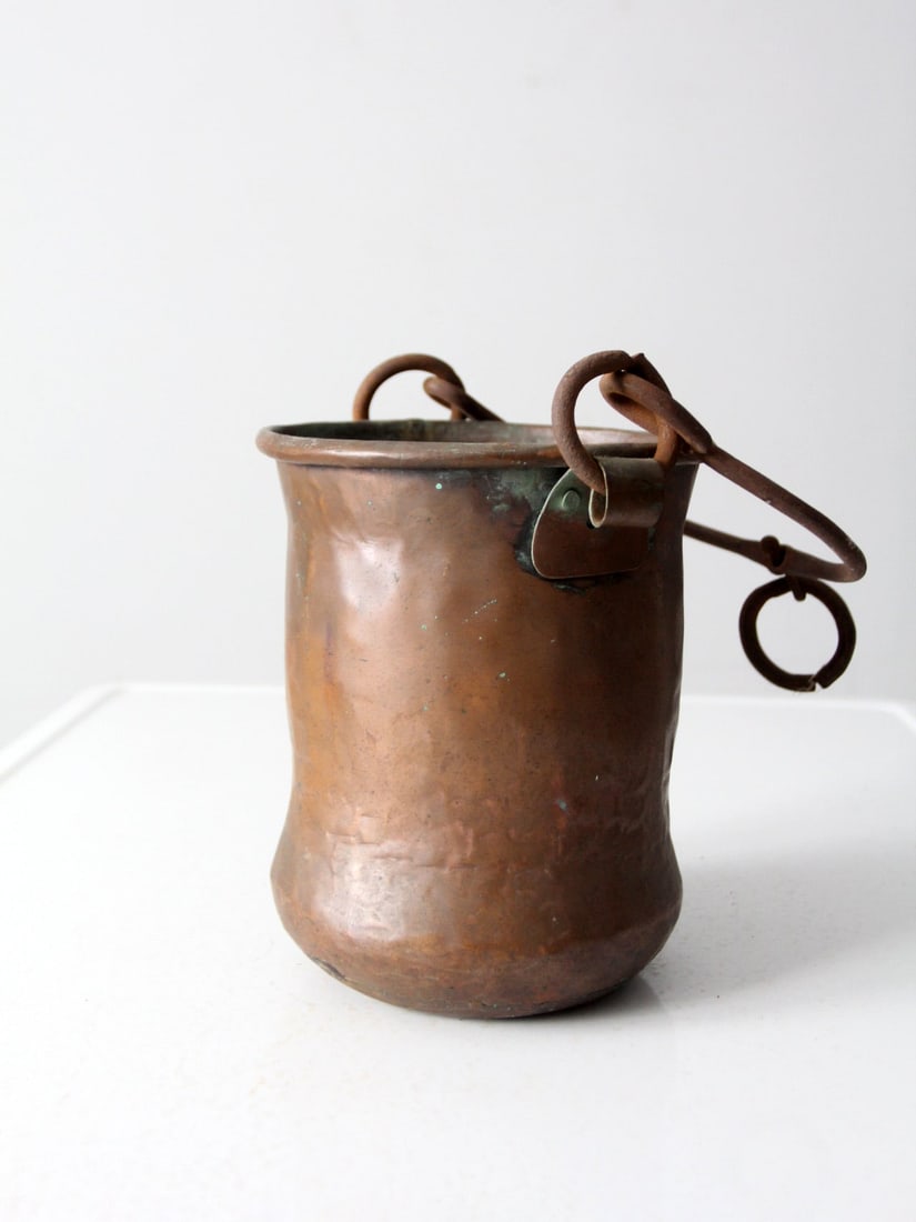 Antique Copper Hearth Kettle with Iron Handle 8.5 Inch (1 of 16)