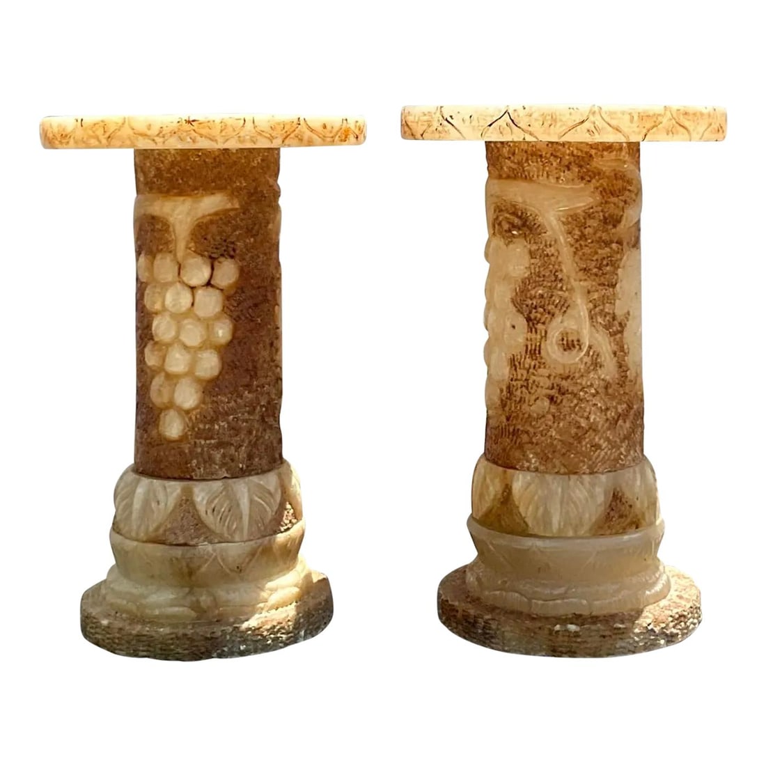 Elegant Vintage Italian Alabaster Pedestals - Pair of 2 (1 of 10)