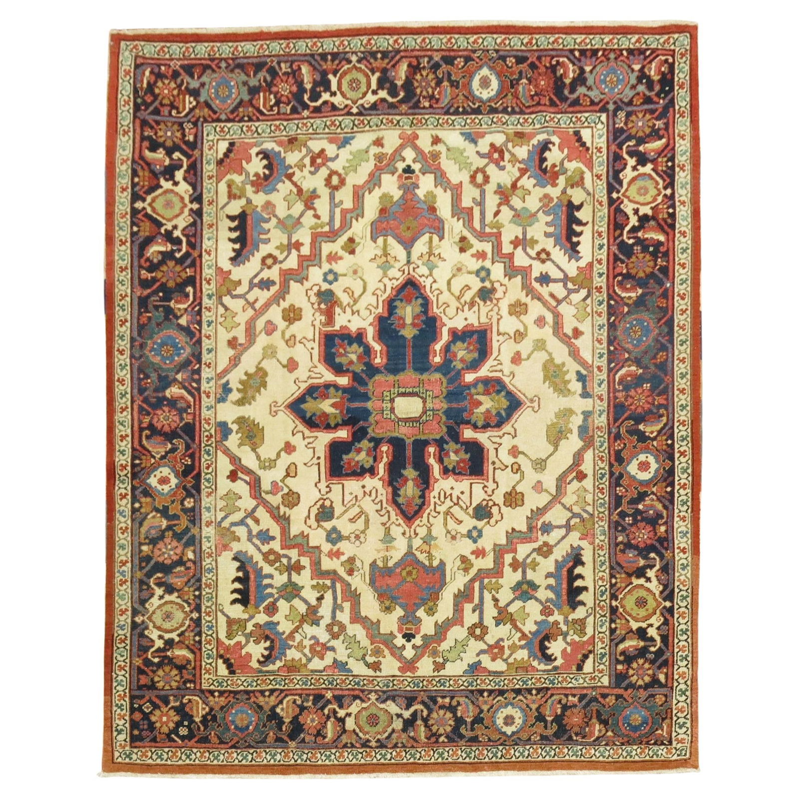 Zabihi Collection Antique Heriz Square Rug 1930s Wool Hand-Woven (1 of 10)