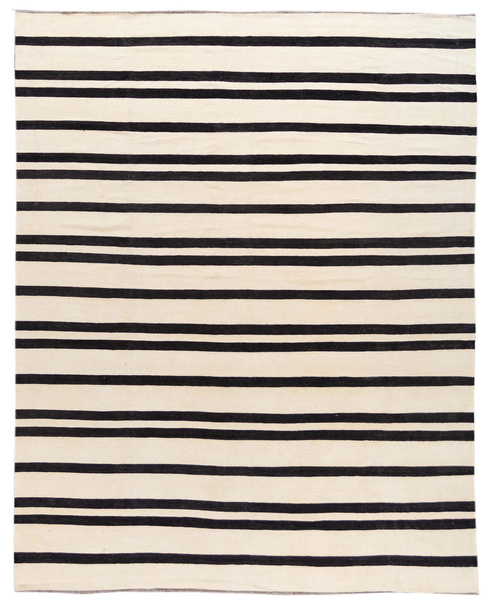 Contemporary Black and White Striped Wool Kilim Rug 12' x 14'10 (1 of 10)