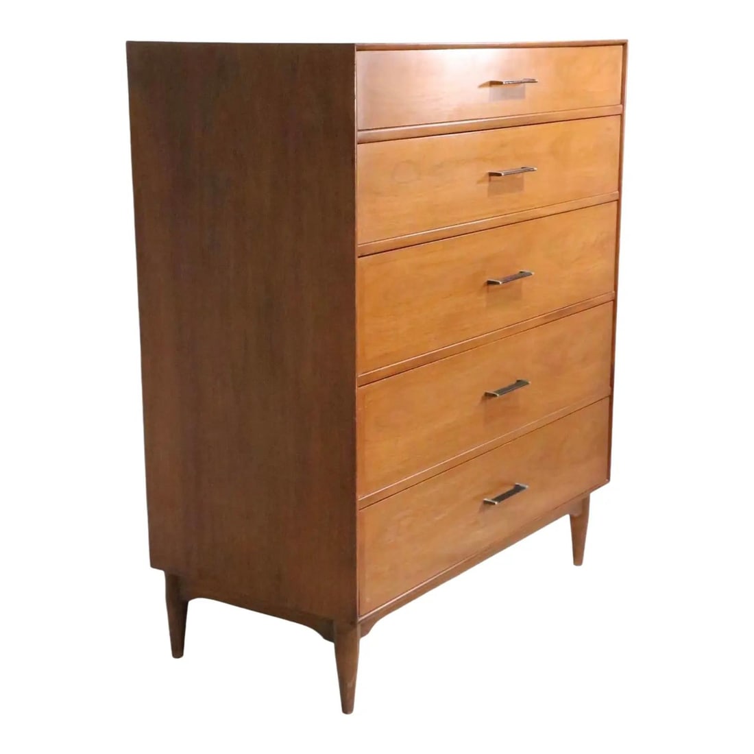Mid Century Ramseur Walnut Five Drawer High Boy Chest (1 of 10)