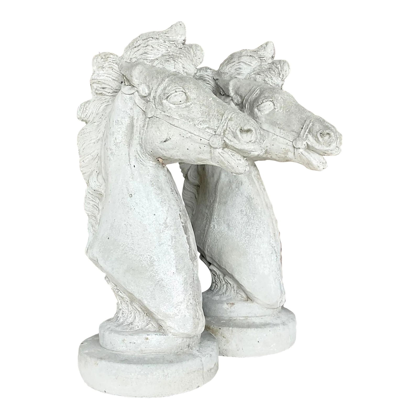 Vintage Boho Cast Concrete Horse Heads Pair for Indoor Outdoor Decor (1 of 5)