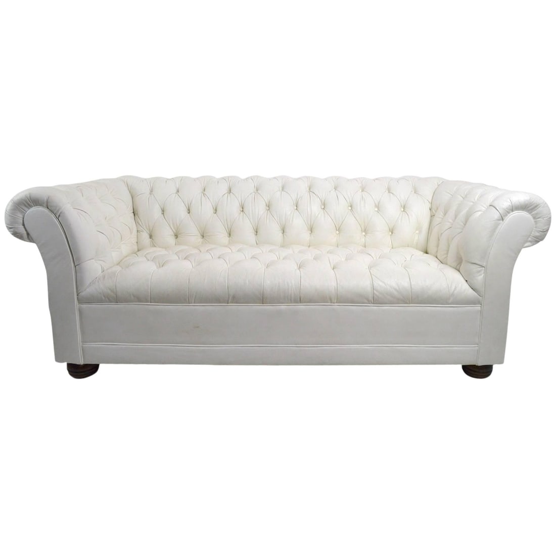 Chesterfield Loveseat Sofa White Vinyl Chic Tufted Design (1 of 10)