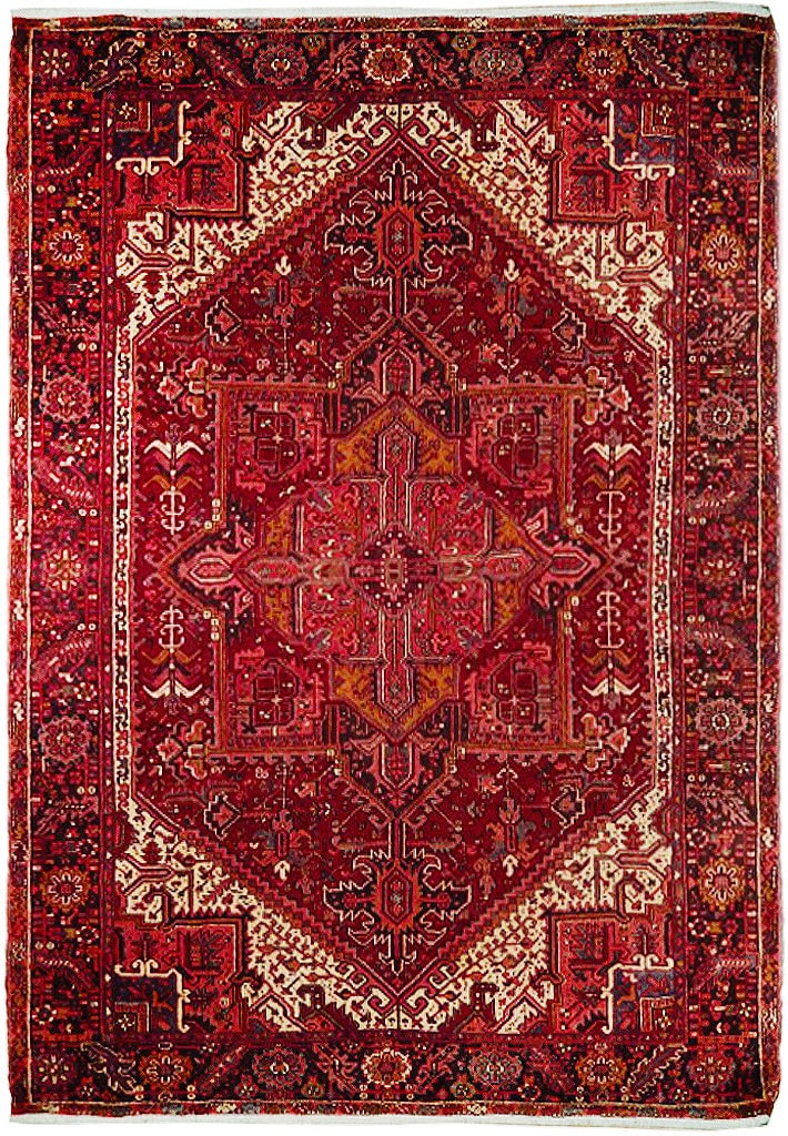 Handcrafted Persian Heriz Rug 8' 5" x 11' 5" Rich Tribal Design: Handcrafted Persian Heriz Rug 8' 5" x 11' 5" Rich Tribal Design Free continental US Shipping Experience the beauty of traditional craftsmanship with this stunning Persian Heriz rug, handcrafted by ski