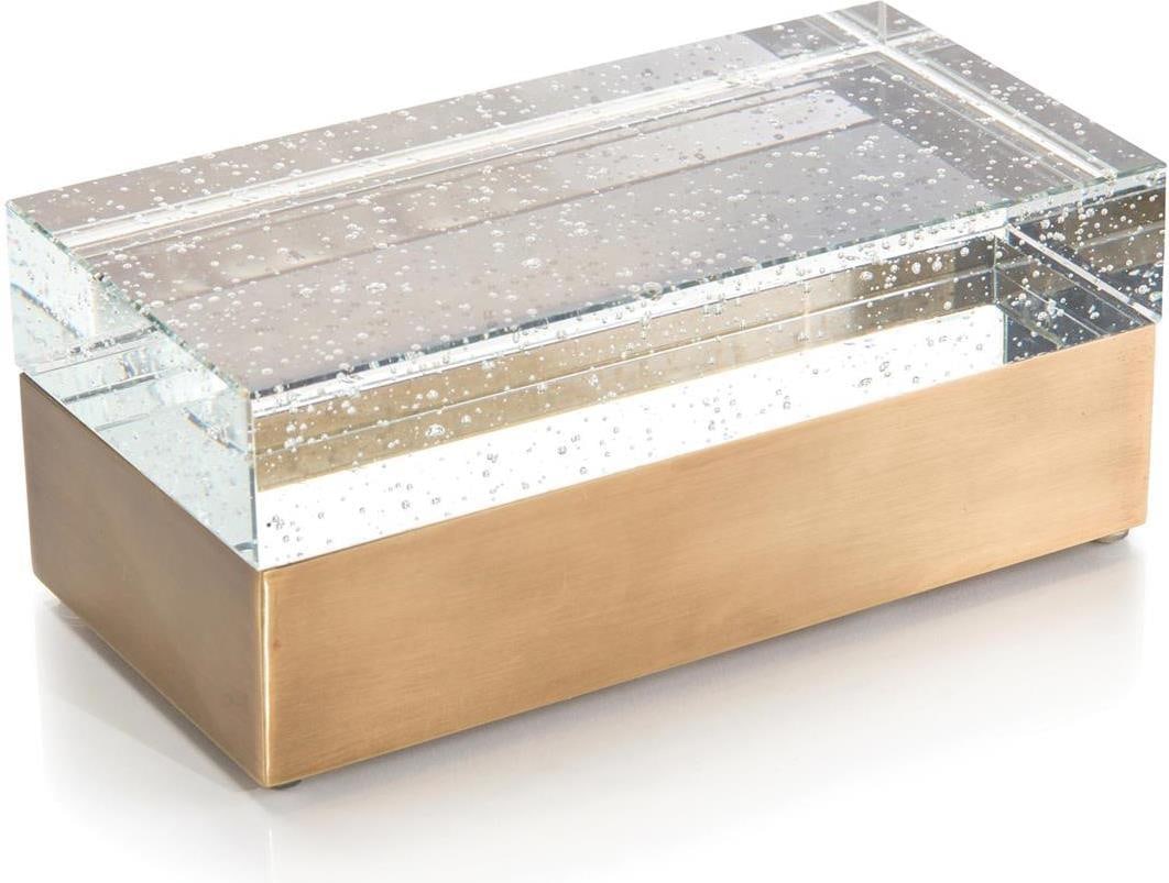 John-Richard Antique Style Rectangular Brass Crystal Box (1 of 1)