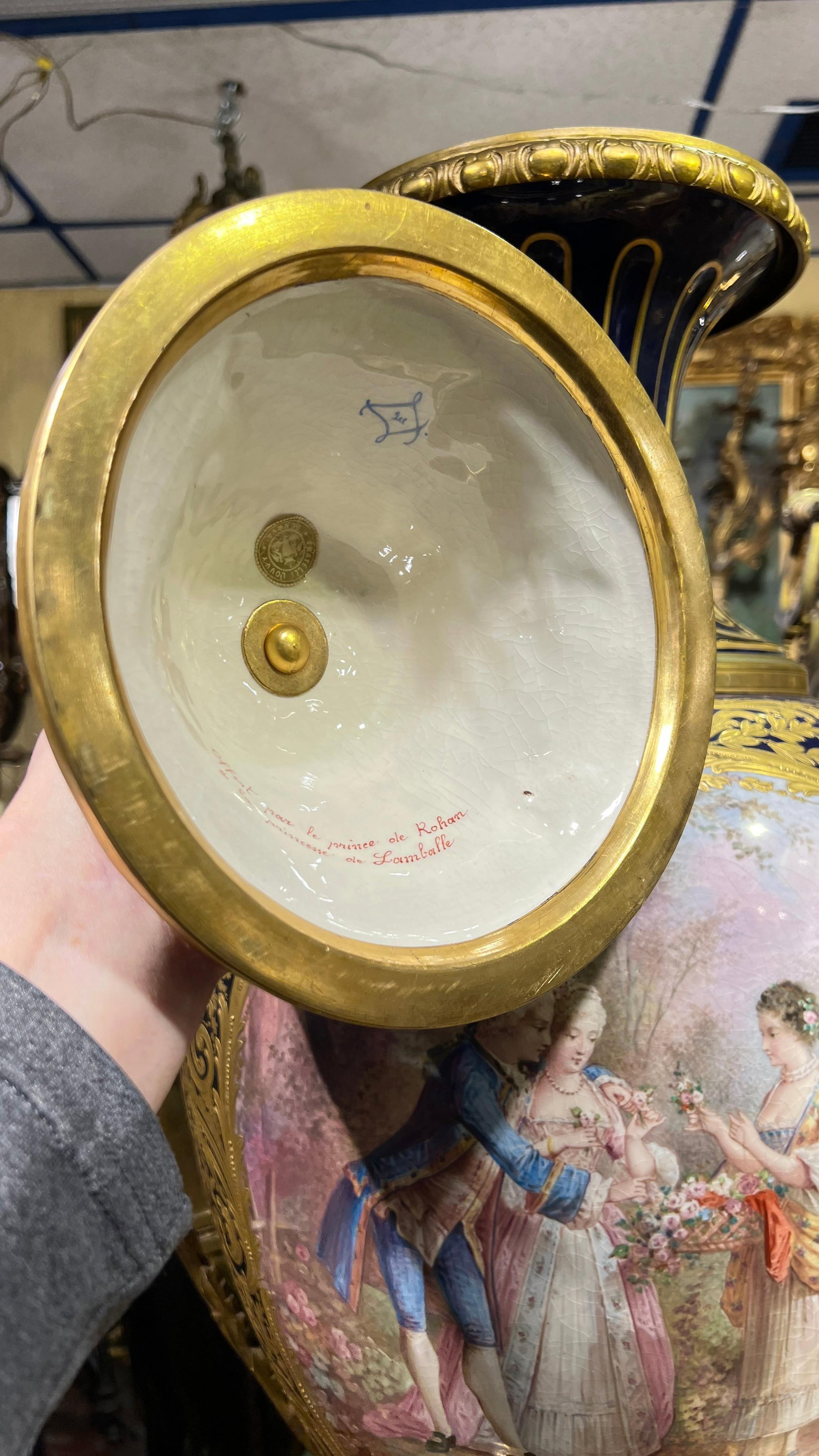 Set of 2 French Sevres Style Bronze Porcelain Vases Signed Poitevin 19th Century - 11