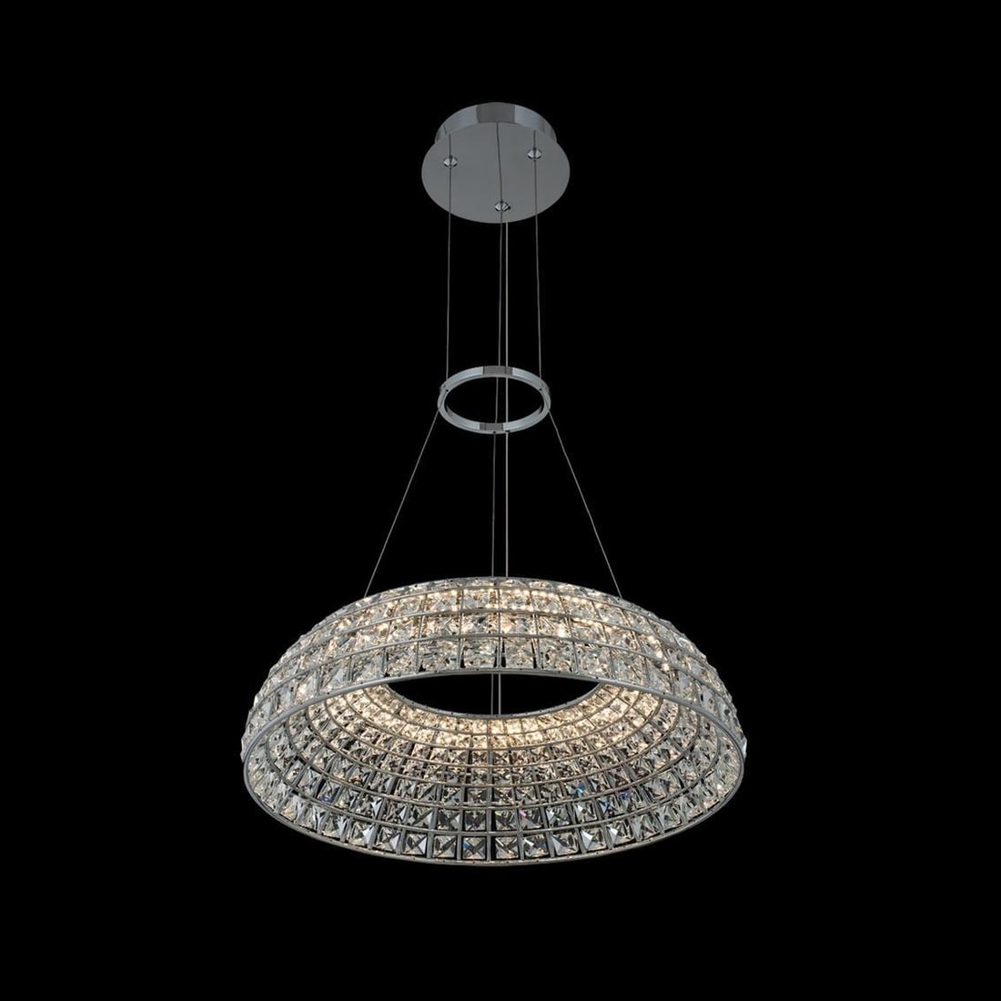 Kalco Nuvole Chrome Crystal LED Pendant Light 20 Inch Dimmable: Kalco Nuvole Chrome Crystal LED Pendant Light 20 Inch Dimmable Illuminate your space with the Elegant Nuvole Chrome & Crystal Pendant Light, a stunning piece that combines modern design with