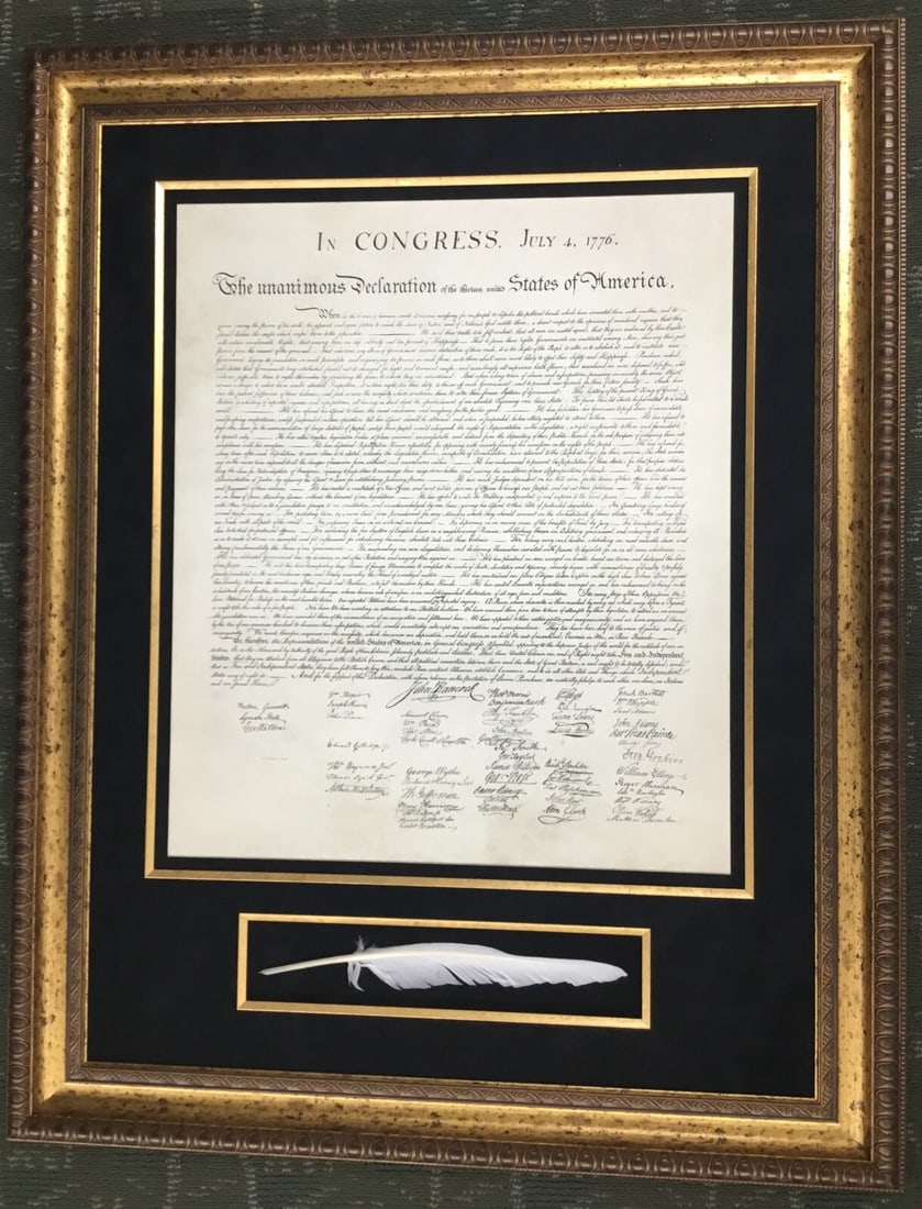 Framed Declaration of Independence Replica with Quill Pen Signed 43 x 34 (1 of 4)
