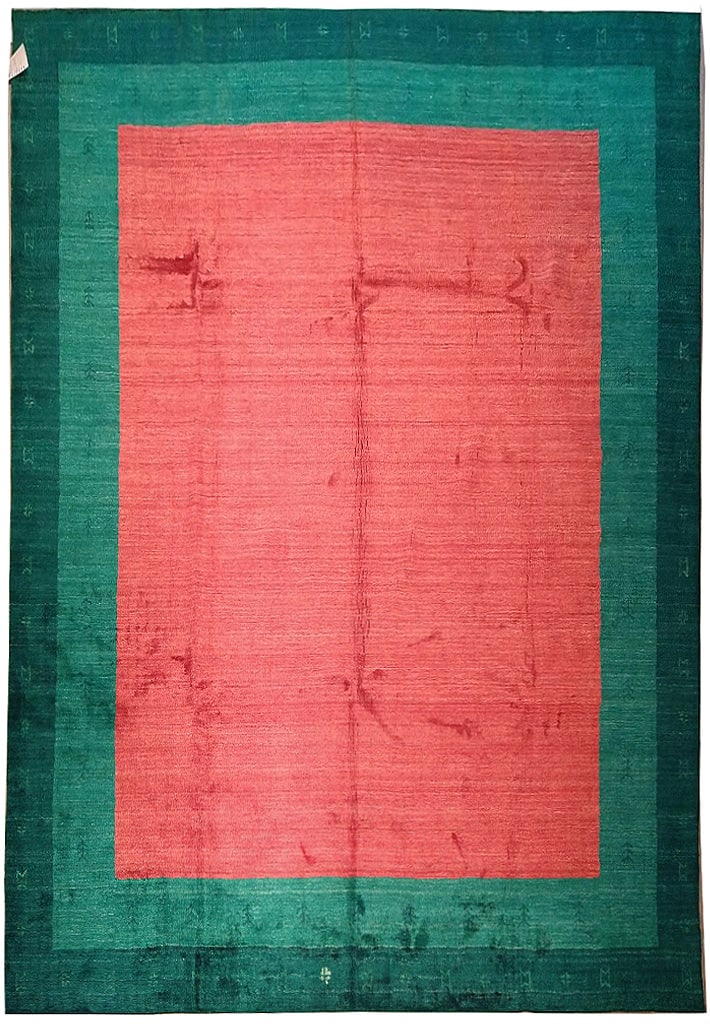 8 x 10 Handmade Wool Modern Rug Red Green Contemporary Design (1 of 11)