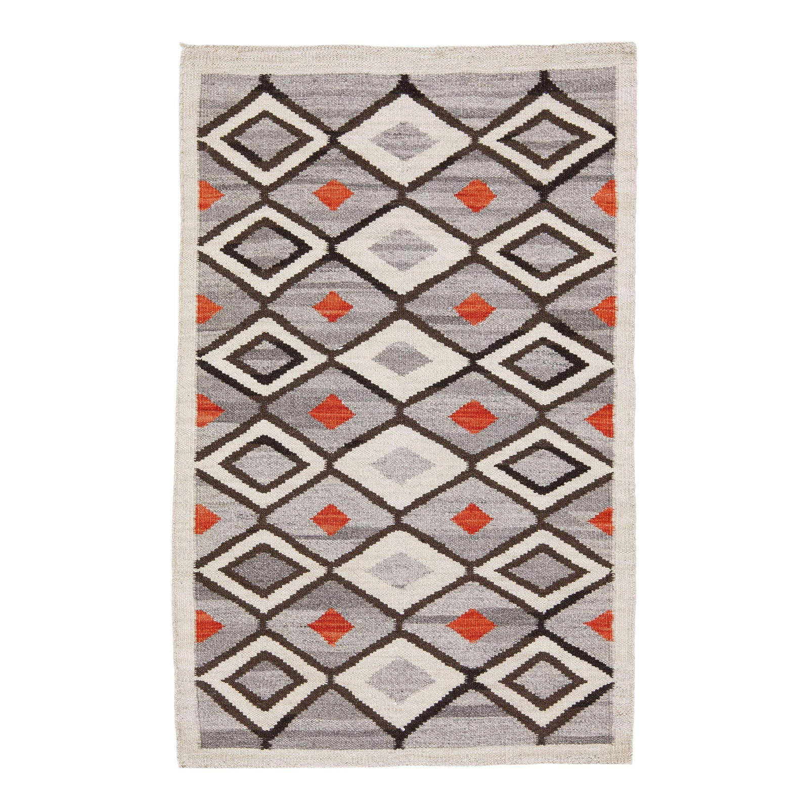 Contemporary Gray Navajo Style Wool Rug 3'2 x 5 Geometric Design (1 of 6)