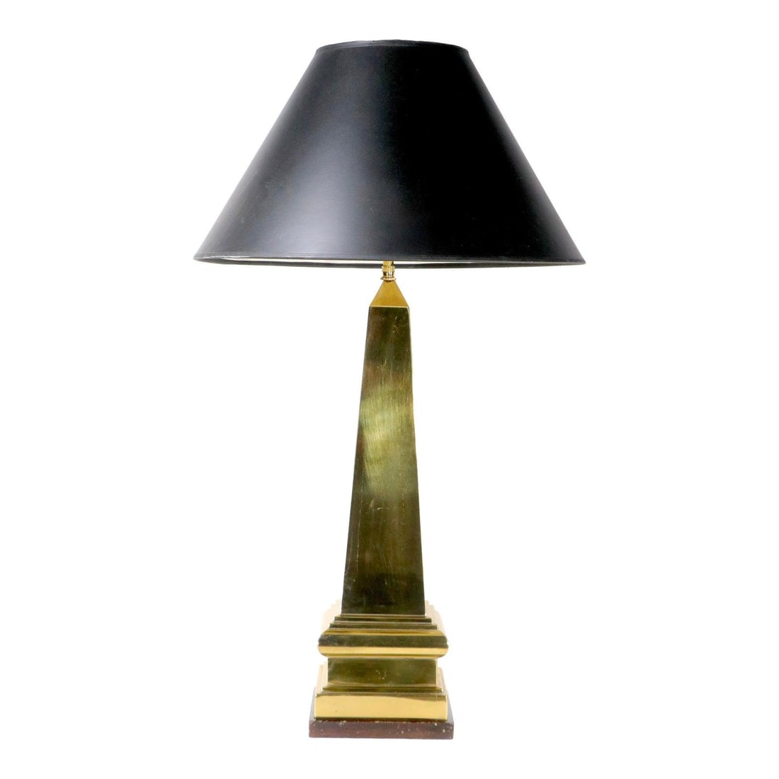 Brass Obelisk Design Table Lamp from Mid 1900s with Dual Pull Chains (1 of 9)