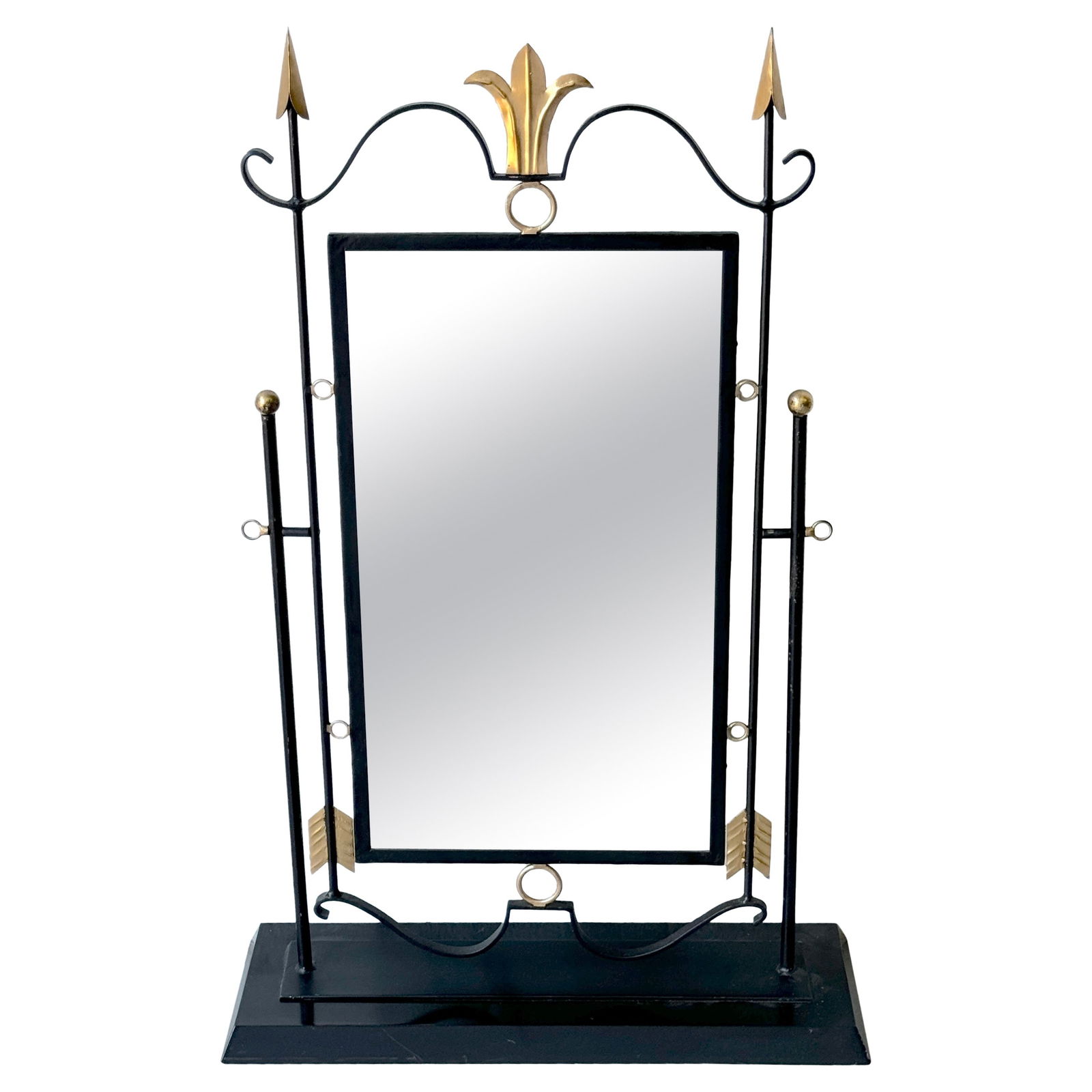 Elegant French Modern Neoclassical Gilt Wrought Iron Table Mirror (1 of 13)