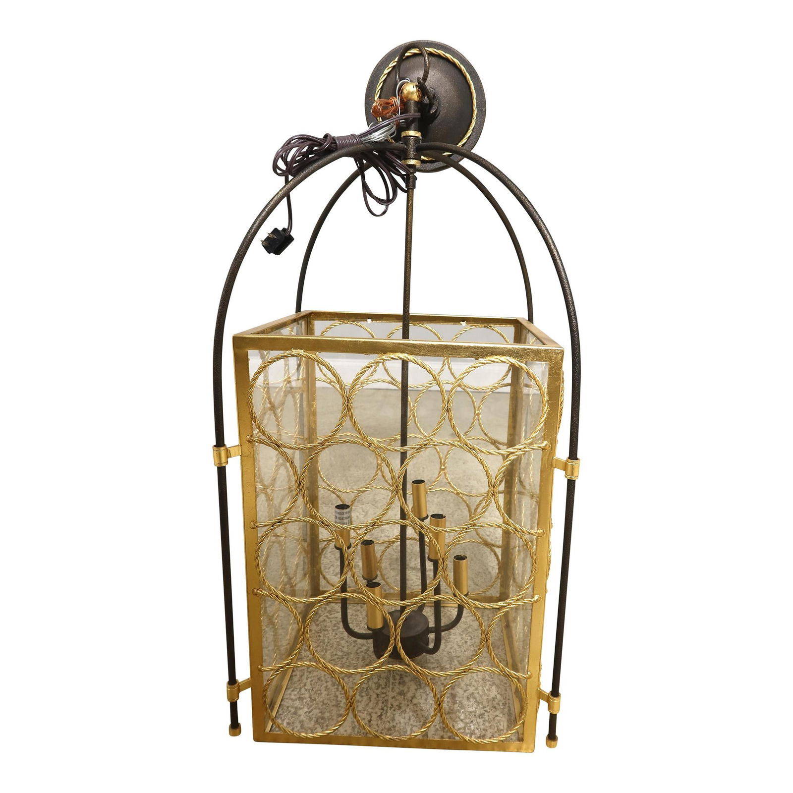 Elegant Gold Gilt Iron Hanging Chandelier Lantern with 6 Lights (1 of 9)