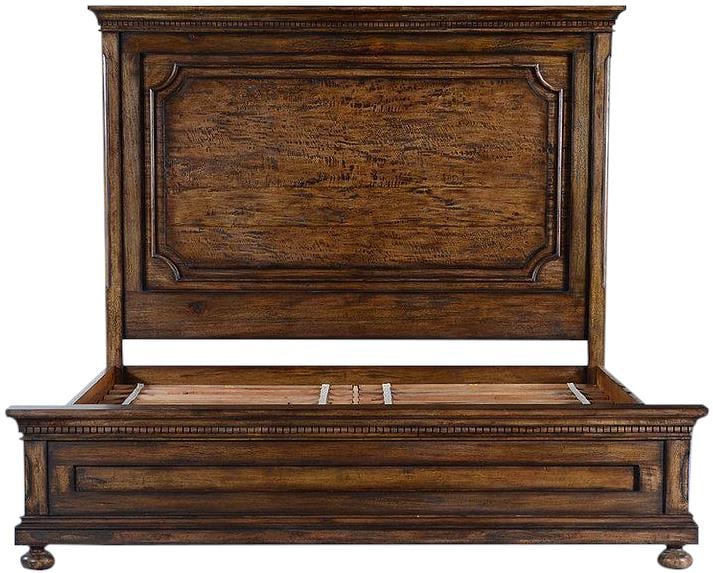 Edwardian King Bed Solid Wood Rustic Pecan Finish (1 of 3)