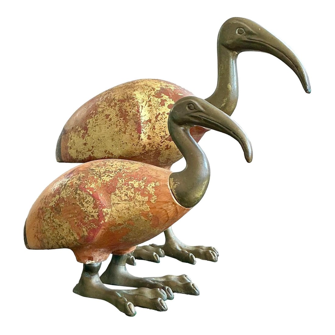 Vintage Sarreid Brass Bird Sculptures Set of 2 Ibis (1 of 10)