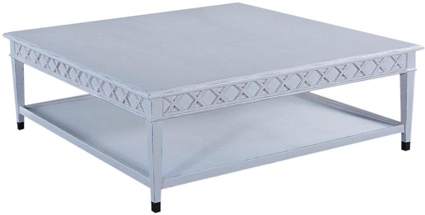 Charming Anna White Square Coffee Table with Brass Caps (1 of 4)