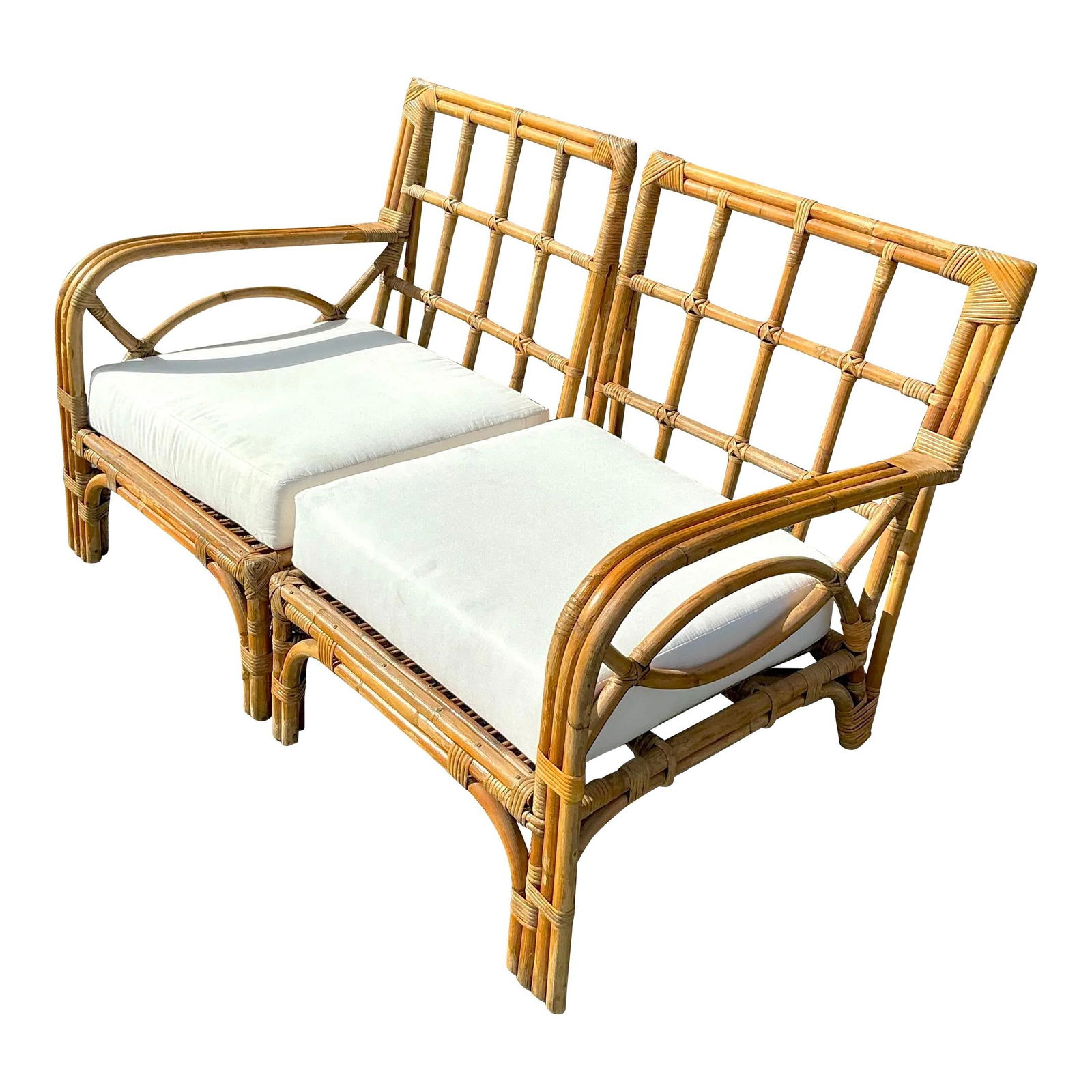 Vintage Bent Rattan Loveseat Coastal Elegance Natural Warmth (1 of 9)
