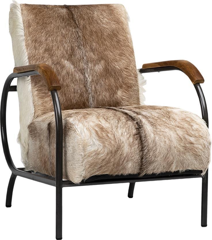 Classic Iron Frame Laney Chair with Teakwood and Genuine Goat Hide (1 of 7)