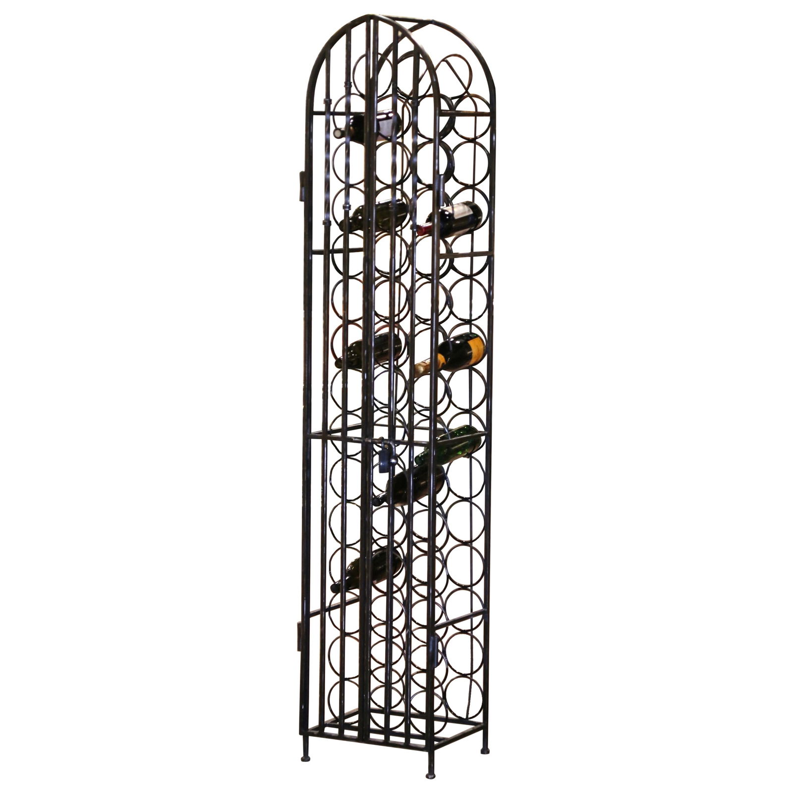 French Polished Iron Wine Rack Holds Forty Four Bottles Mid-Century Cage Style (1 of 10)